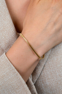 ZINZI Gold Plated Sterling Silver Flat Snake Chain Bracelet width 2,5mm ZIA2401G
