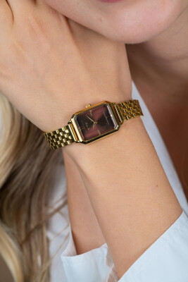 ZINZI Allure Watch 30mm Brown Colored Dial Gold Colored Case and Stainless Steel Band Japanese movement  ZIW2536