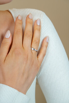 ZINZI Sterling Silver Ring Crossover White ZIR2039