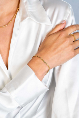 ZINZI Gold Plated Sterling Silver Figaro Chain Bracelet width 3,5mm ZIA2291G