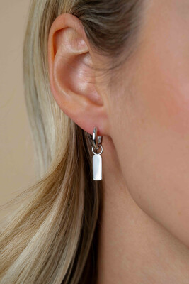 13mm ZINZI Sterling Silver Earrings Pendants Rectangular Small Plate ZICH2344 (excl. hoop earrings)
