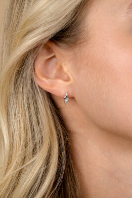 12mm ZINZI silver stud earrings with two teardrop shapes, set with white cubic zirconias ZIO2681
