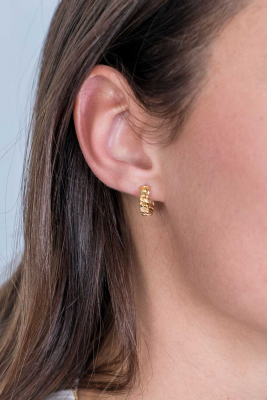13mm ZINZI Gold Plated Sterling Silver Hoop Earrings Curb Chain width 4mm ZIO2225