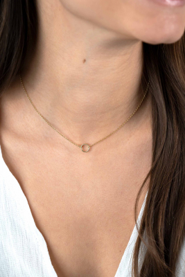 ZINZI Gold Plated Sterling Silver Necklace with Open Circle 40-45cm ZIC2523G