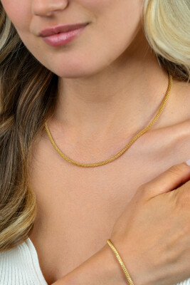 ZINZI zlv. collier gg.verg.fijne popcorn 3mm 42cm