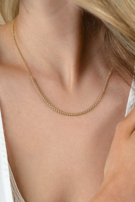 ZINZI gold plated silver jasseron necklace with bead links (2.5mm wide) in the middle 40-45cm ZIC2640G