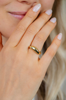 ZINZI gold plated silver ring organically shaped 6mm wide ZIR2609G