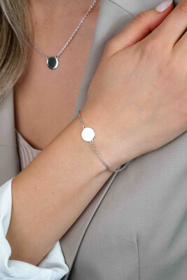 ZINZI Sterling Sterling Silver Bracelet with Round Plate 15mm for Engraving 17-20cm ZIA2345