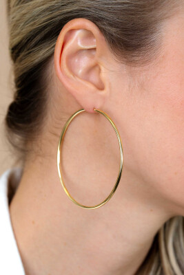 65mm ZINZI Gold Plated Sterling Silver Hoop Earrings 65x2mm ZIO438G