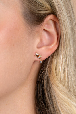 ZINZI zlv. gg.verg. oorstekers 2 sterren en zirconia's