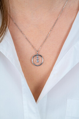 ZINZI zlv. collier hanger open rond en 3 zirconia's