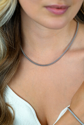 ZINZI zlv. collier fijne popcorn 3mm 42cm