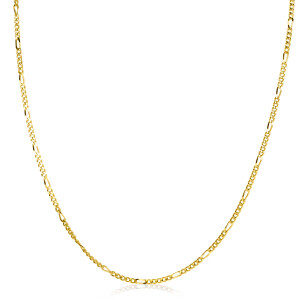 45cm ZINZI Gold Plated Sterling Silver Figaro Necklace ZILC-F45G