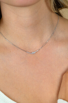 ZINZI zlv. collier slagmodel met zirc.ronde/pootzetting