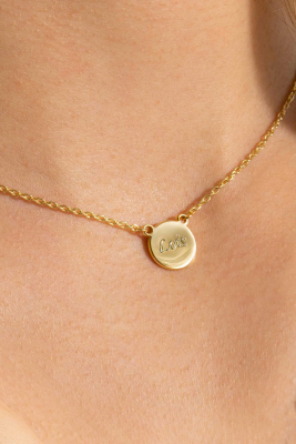 ZINZI Gold Plated Sterling Silver Necklace 43cm with Shiny Coin (15mm) to Engrave ZIC2345G