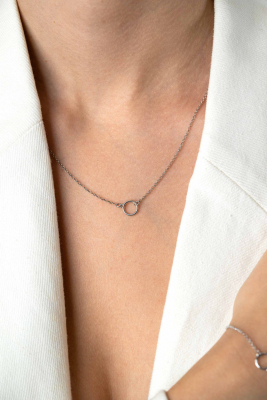 ZINZI Sterling Silver Necklace with Open Circle 40-45cm ZIC2523