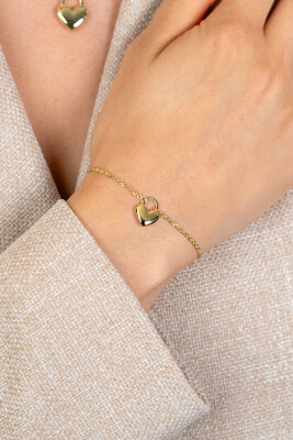 ZINZI gold plated silver link bracelet with a heart-shaped lock pendant 17-20cm ZIA2673G