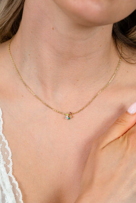 ZINZI zlv. collier gg.verg.hanger roen/bruin/cham/zir