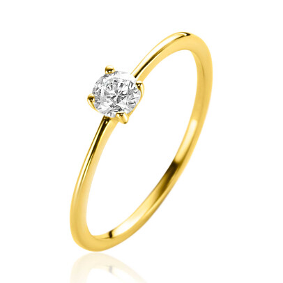 ZINZI 14K Gold Ring Square White Zirconia 4mm ZGR385