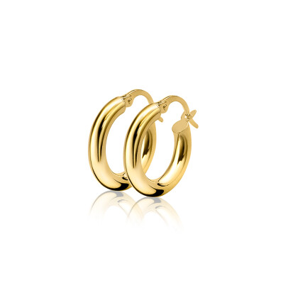 ZINZI 14K Gold Hoop Earrings Round Tube 15 x 3mm ZGO130