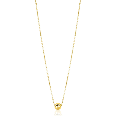 ZINZI Gold 14 carat gold link necklace with elegant smooth bead of 6mm, 42-45cm ZGC505
