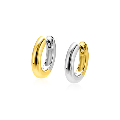 ZINZI zlv. klapcreolen 1 kant zlv 1 kant geel 15x3mm