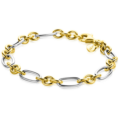ZINZI bicolor link bracelet 7mm wide with rolo and oval links 19.5cm ZIA2667