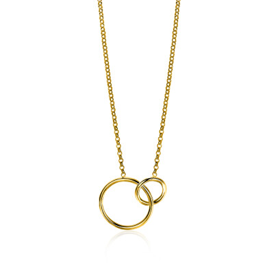 ZINZI Gold Plated Sterling Silver Necklace with 2 Connected Open Circles 42-45cm ZIC1278G