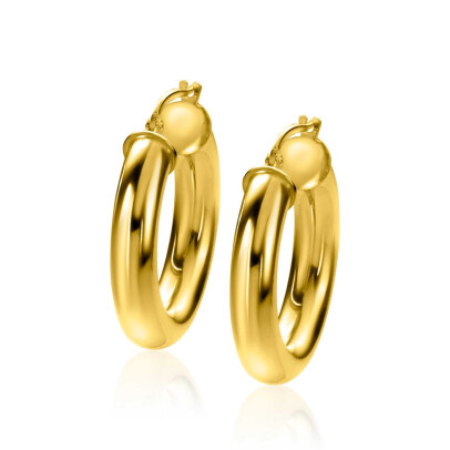 30mm ZINZI Gold Plated Sterling Silver Hoop Earrings Smooth width 6mm ZIO2278G