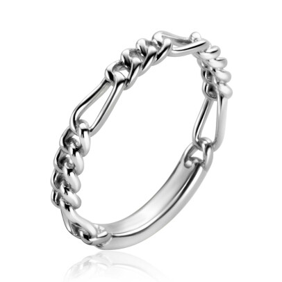 ZINZI Sterling Silver Stackable Ring with Figaro Chain 3mm ZIR2291