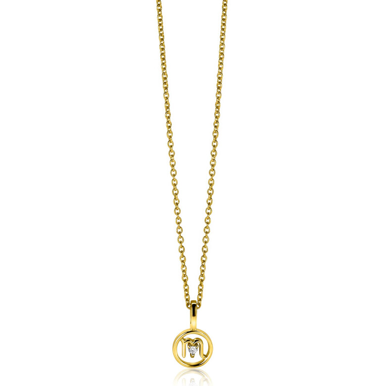 9mm ZINZI gold plated silver Scorpio zodiac sign pendant set with
