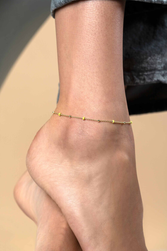 ginzi ブレスレット ZINZI Gold Plated Sterling Silver Fantasy Anklet with 7 Yellow