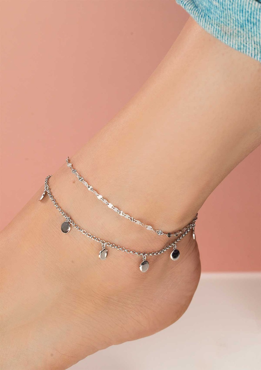 ZINZI Sterling Silver Anklet Circles 23+4cm ZIE1484