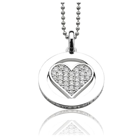 ZINZI Sterling Silver Pendant Heart White 25mm LOVEH03