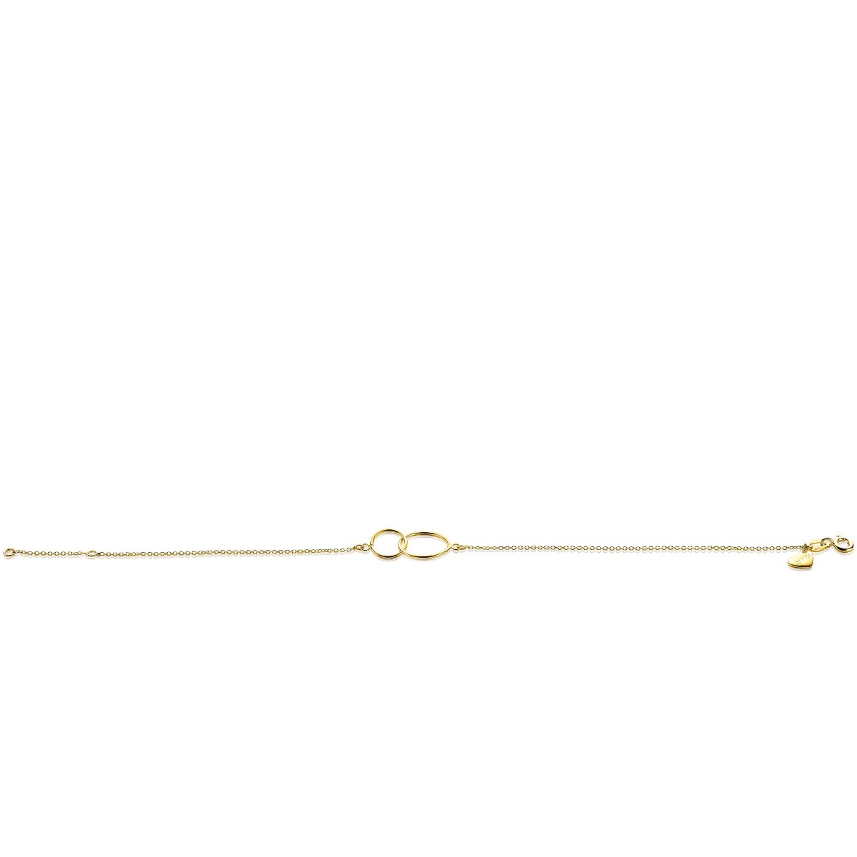 ZINZI 14K Gold Bracelet with 2 Connected Open Circles ZGA115