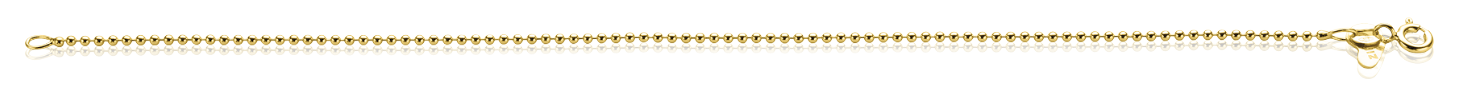 ZINZI 14K Gold Bead Chain Bracelet 1,3mm width ZGA292
