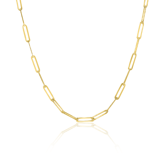 ZINZI 14K Gold Necklace Paperclip Chains 1,6mm width 45cm ZGC298