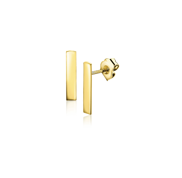 10mm ZINZI 14K Gold Bar Stud Earrings ZGO317