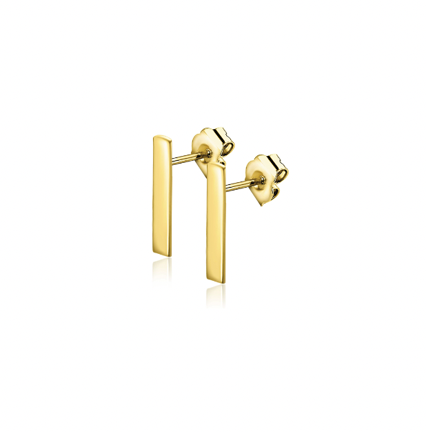 10mm ZINZI 14K Gold Bar Stud Earrings ZGO317