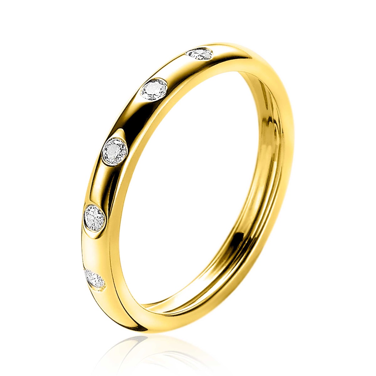 nood binden Voorkomen ZINZI gold 14 karaat gouden ring diamant wit ZGR84