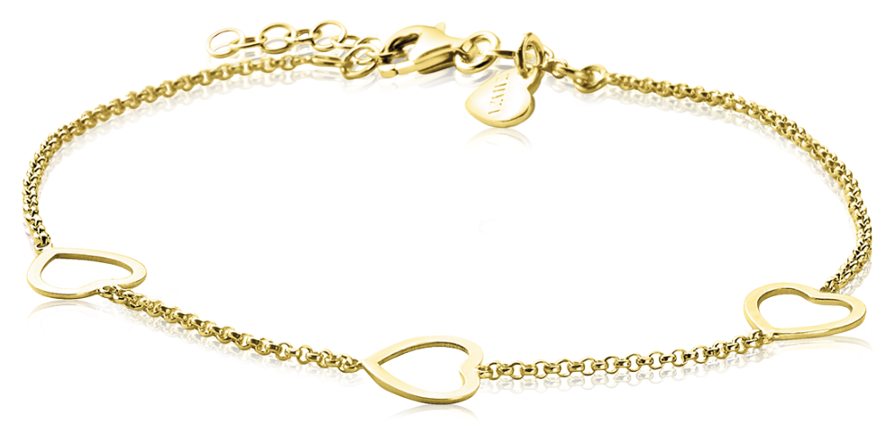 ZINZI Gold Plated Sterling Silver Bracelet Heart 17-20cm ZIA1188G