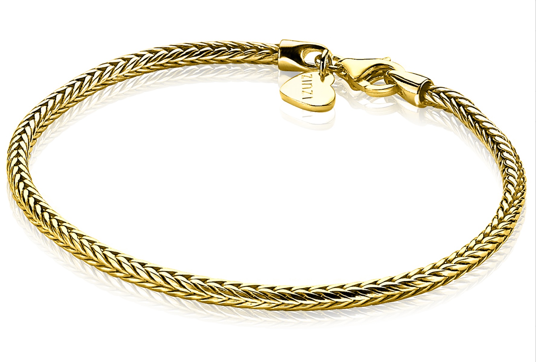 ZINZI Gold Plated Sterling Silver Chain Bracelet Foxtail width 3mm 19cm ZIA1287G