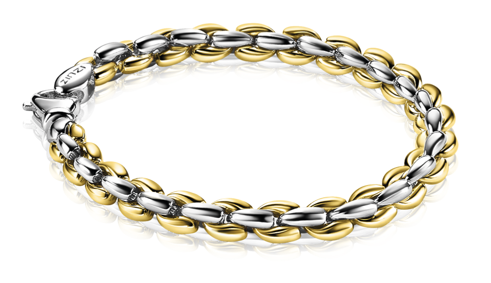 ZINZI Gold Plated Sterling Silver Chain Bracelet width 7mm 19,5cm ZIA1290