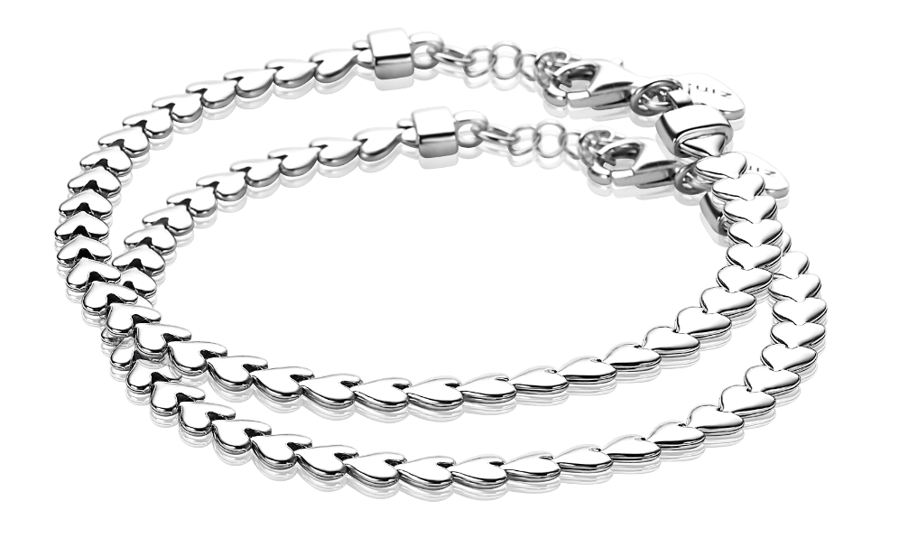 ZINZI Set of 2 Sterling Silver Bracelets Hearts 4,5mm ZIA1798-SET