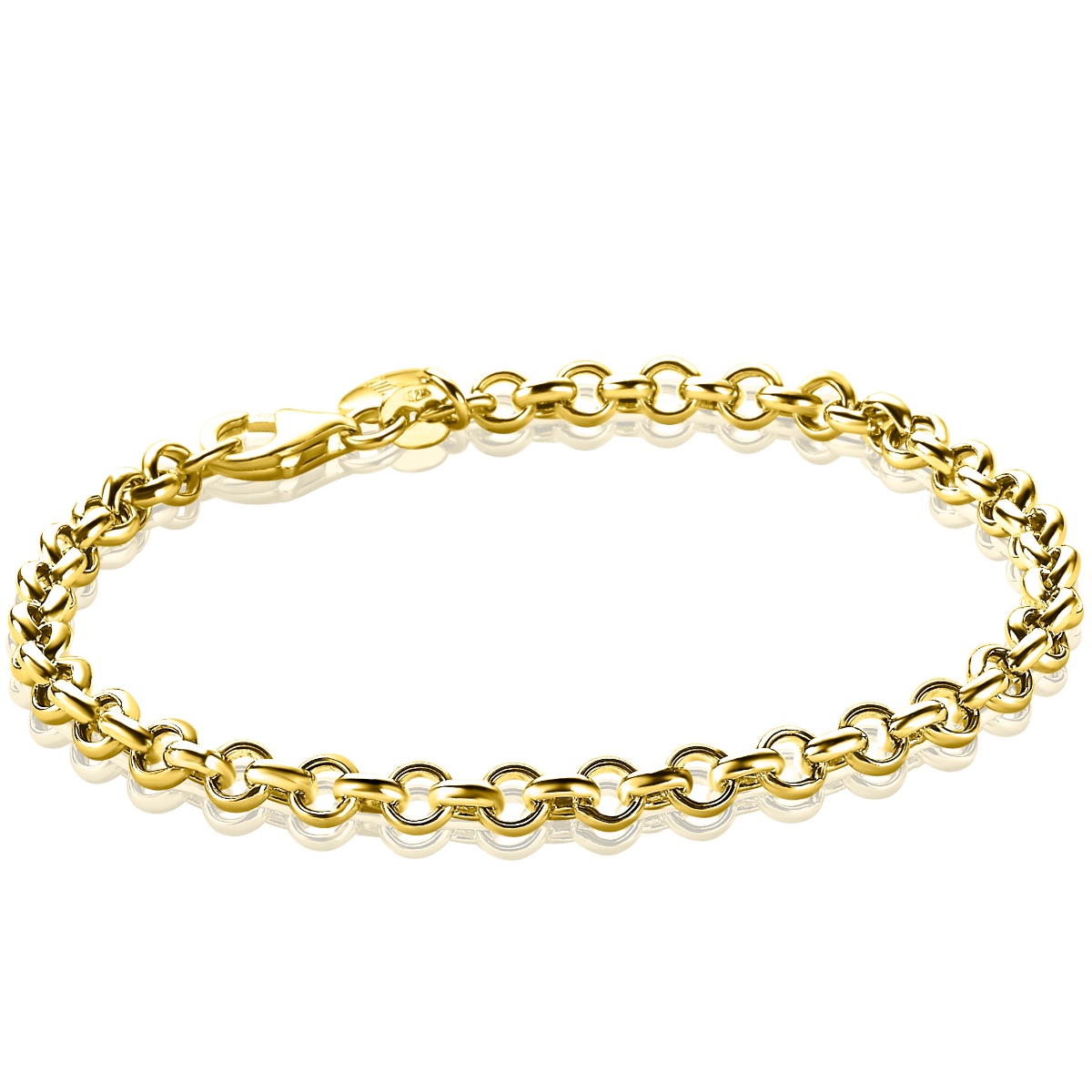 ZINZI Gold Plated Sterling Silver Rolo Chain Bracelet width 4,5mm 18cm ZIA1911G