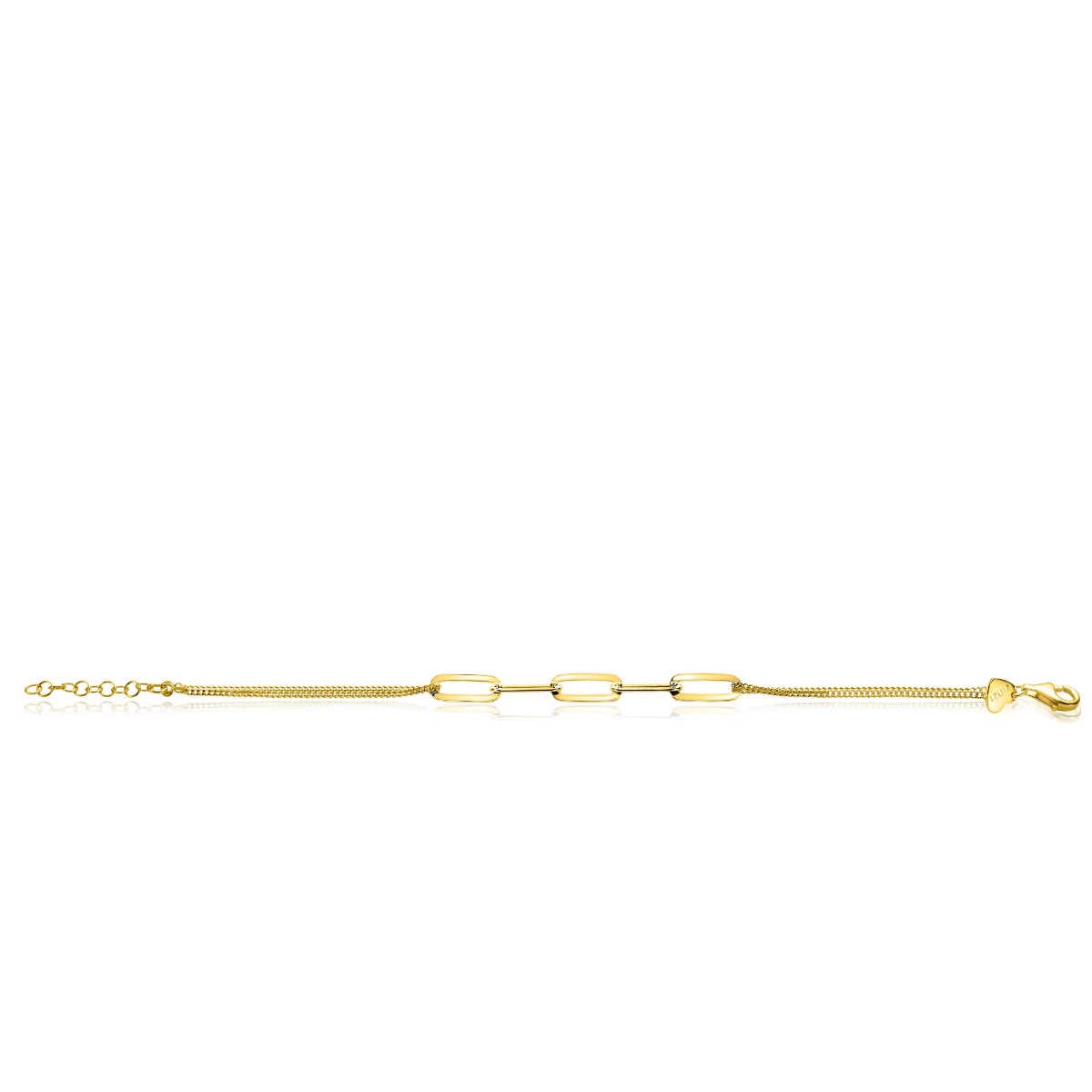 ZINZI Gold Plated Sterling Silver Bracelet Paperclip Chain ZIA2262G