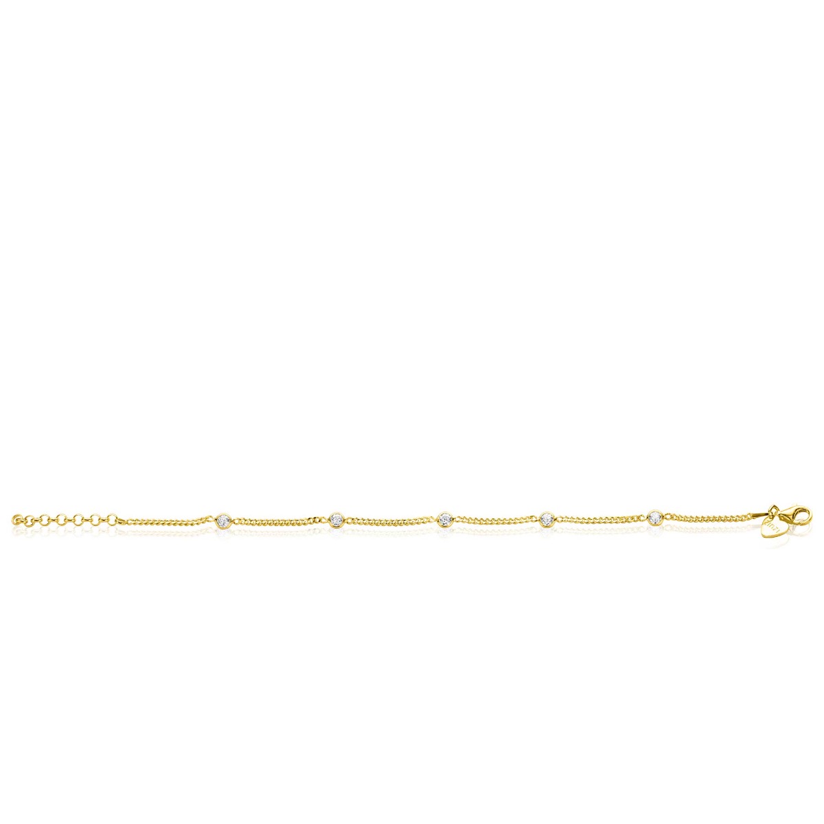 ZINZI Gold Plated Sterling Silver Curb Chain Bracelet Round Settings with White Zirconia ZIA2263G