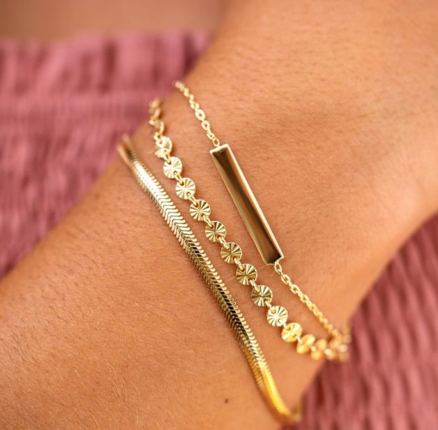 ZINZI Gold Plated Sterling Silver Bracelet Coins with Sunbeams width 4,3mm ZIA2272G