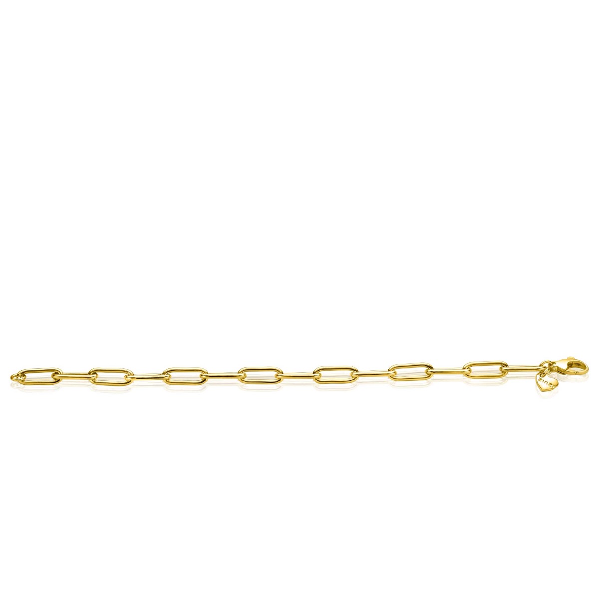 ZINZI Gold Plated Sterling Silver Bracelet Paperclip Chain width 5,5mm 19cm ZIA2286G