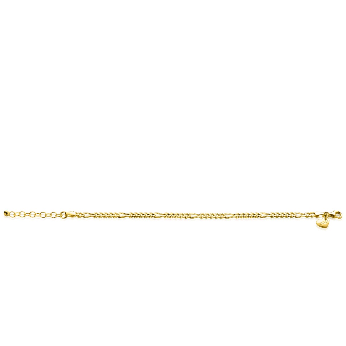 ZINZI Gold Plated Sterling Silver Figaro Chain Bracelet width 3,5mm ZIA2291G